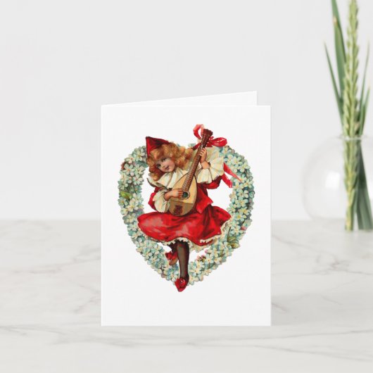  meisje mandoline valentijn kaart (Voorkant)