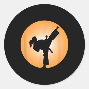 Meisje Martial Arts T-shirt Ronde Sticker