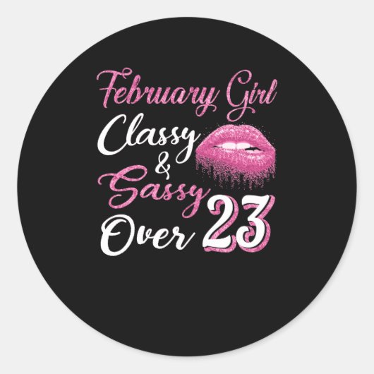 Meisje meer dan 23 februari ronde sticker (Voorkant)