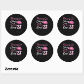 Meisje meer dan 23 februari ronde sticker (Vel)