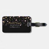 Meisje meisje glam roze glitter hart bagagelabel (Achterkant horizontaal)