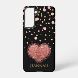 Meisje meisje glam roze glitter hart samsung galaxy hoesje