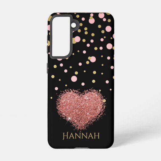 Meisje meisje glam roze glitter hart samsung galaxy hoesje (Achterkant)