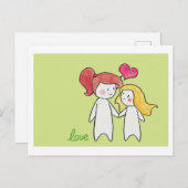 meisje & meisje liefde briefkaart (Voorkant / Achterkant)
