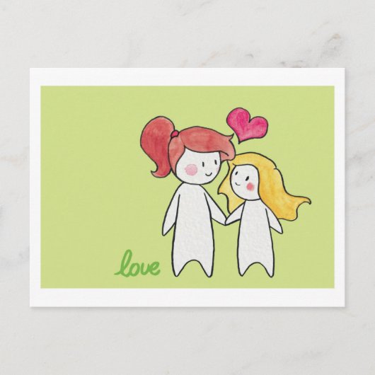 meisje & meisje liefde briefkaart (Voorkant)