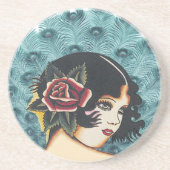  Meisje Meisje Peacock Onderzetters (Voorkant)