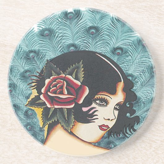  Meisje Meisje Peacock Onderzetters (Voorkant)