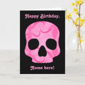 Meisje meisje roze elegante swirly schedel kaart (Gele Bloem)