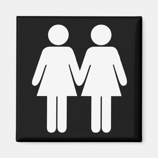 Meisje + Meisje Zwart Magneet (Voorkant)