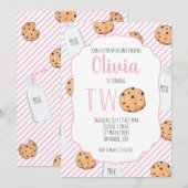Meisje Melk en Cookies Roze 2e Verjaardag Kaart (Voorkant / Achterkant)
