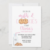 Meisje Melk en Cookies Roze Verjaardag Kaart (Voorkant)