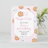 Meisje Melk en Koekjes Roze eerste Verjaardag Kaart (Staand voorkant)