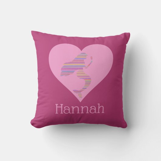 Meisje Mermaid Heart Paars Pink , gepersonaliseerd Kussen (Voorkant)