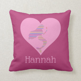 Meisje Mermaid Heart Paars Pink , gepersonaliseerd Kussen