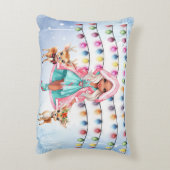 meisje met 2 kleine herten's en kerstverlichting accent kussen (Achterkant (Verticaal))