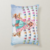 meisje met 2 kleine herten's en kerstverlichting accent kussen (Voorkant(Verticaal))