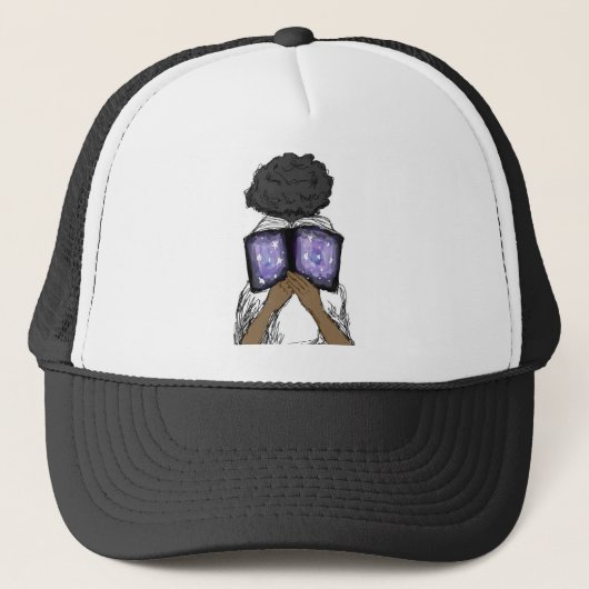 Meisje met Afro Reading Trucker Pet (Voorkant)
