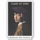 Meisje met Afstudeerder Pet Afstuderen Sticker (Voorkant)