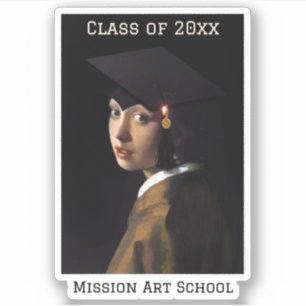 Meisje met Afstudeerder Pet Afstuderen Sticker