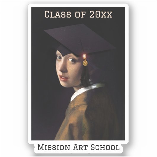 Meisje met Afstudeerder Pet Afstuderen Sticker (Voorkant)