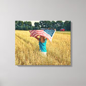 Meisje met Amerikaanse vlag Canvas Afdruk (Voorkant)