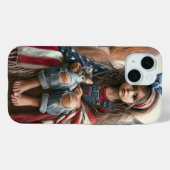 Meisje met Amerikaanse vlag en kitten Case-Mate iPhone Case (Achterkant (horizontaal))
