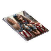 Meisje met Amerikaanse vlag en kitten Notitieboek (Rechterzijde)