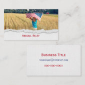Meisje met Amerikaanse vlag Visitekaartje (Voorkant / Achterkant)