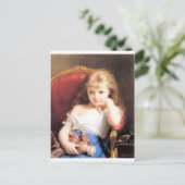 Meisje met antiek schilderij Doll Briefkaart (Staand voorkant)