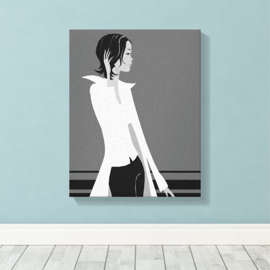 Meisje met Attitude Mode Diva Wrapped Canvas (Insitu (Houten vloer))