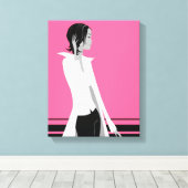 Meisje met Attitude Mode Diva Wrapped Canvas Afdruk (Insitu (Houten vloer))