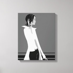 Meisje met Attitude Mode Diva Wrapped Canvas Afdruk