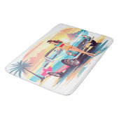 Meisje met auto en droom natuur badmat (Gekanteld)