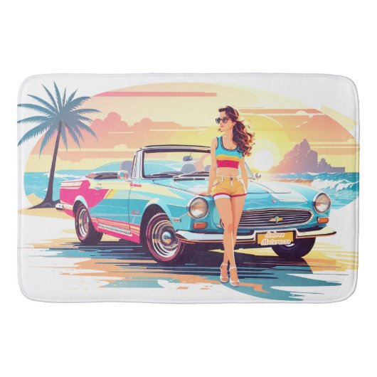 Meisje met auto en droom natuur badmat (Voorkant)