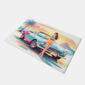 Meisje met auto en droom natuur deurmat (Schuin)