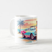 Meisje met auto en droom natuur koffiemok (Voorkant links)