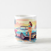 Meisje met auto en droom natuur koffiemok (Center)