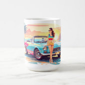 Meisje met auto en droom natuur koffiemok (Center)