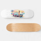 Meisje met auto en droom natuur persoonlijk skateboard (Horizontaal)