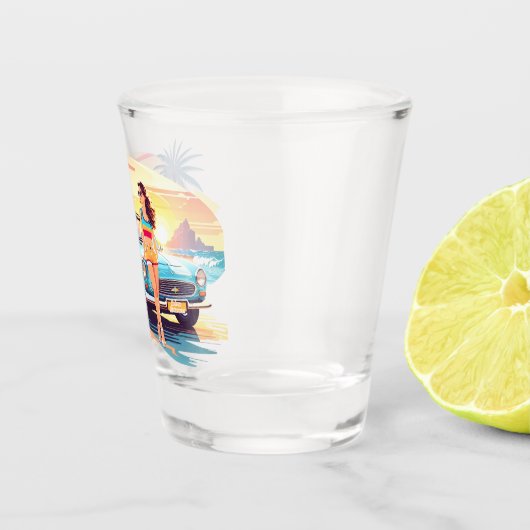 Meisje met auto en droom natuur shot glas (Rechts)