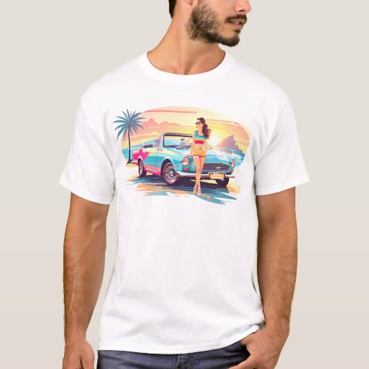 Meisje met auto en droom natuur t-shirt (Voorkant)