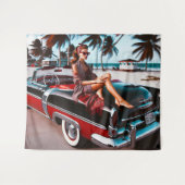 Meisje met auto wandkleed (Voorkant (horizontaal))