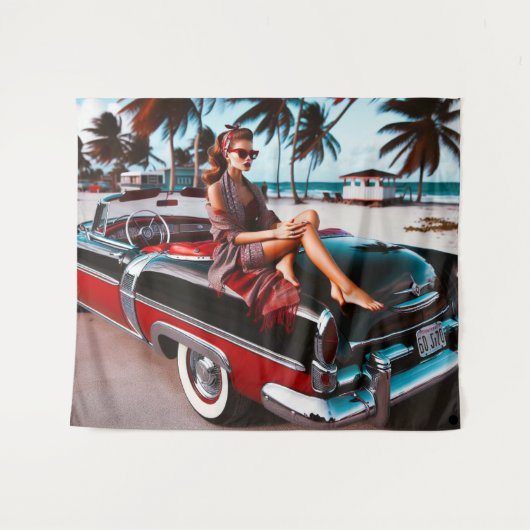 Meisje met auto wandkleed (Voorkant (horizontaal))