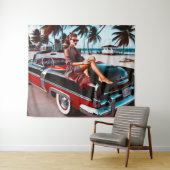 Meisje met auto wandkleed (In Situ (horizontaal))