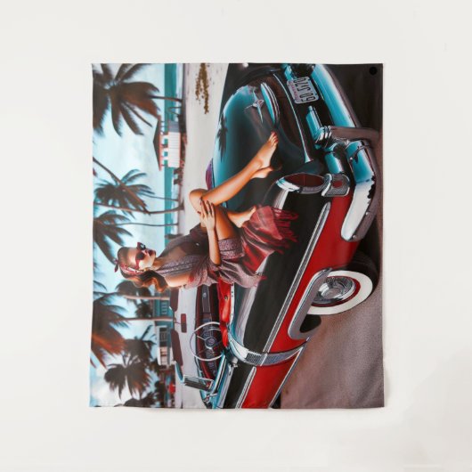 Meisje met auto wandkleed (Voorkant)