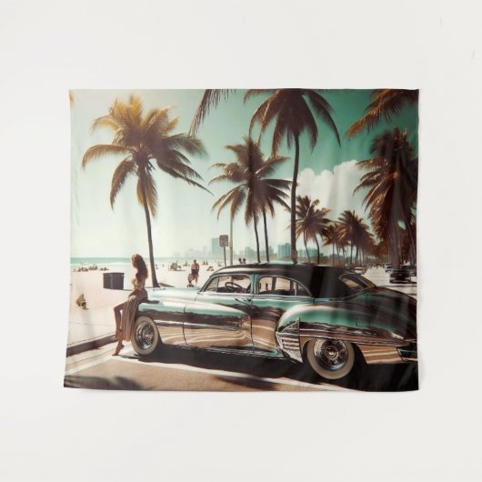 Meisje met auto wandkleed (Voorkant (horizontaal))