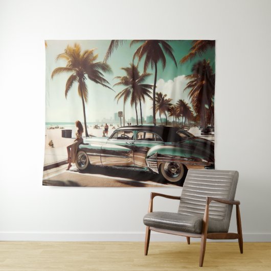 Meisje met auto wandkleed (In Situ (horizontaal))