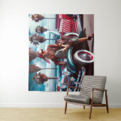 Meisje met auto wandkleed (In situ)