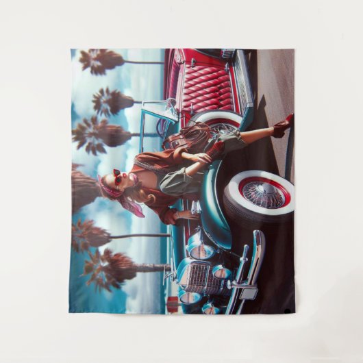 Meisje met auto wandkleed (Voorkant)