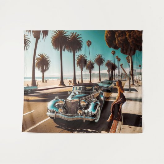 Meisje met auto wandkleed (Voorkant (horizontaal))